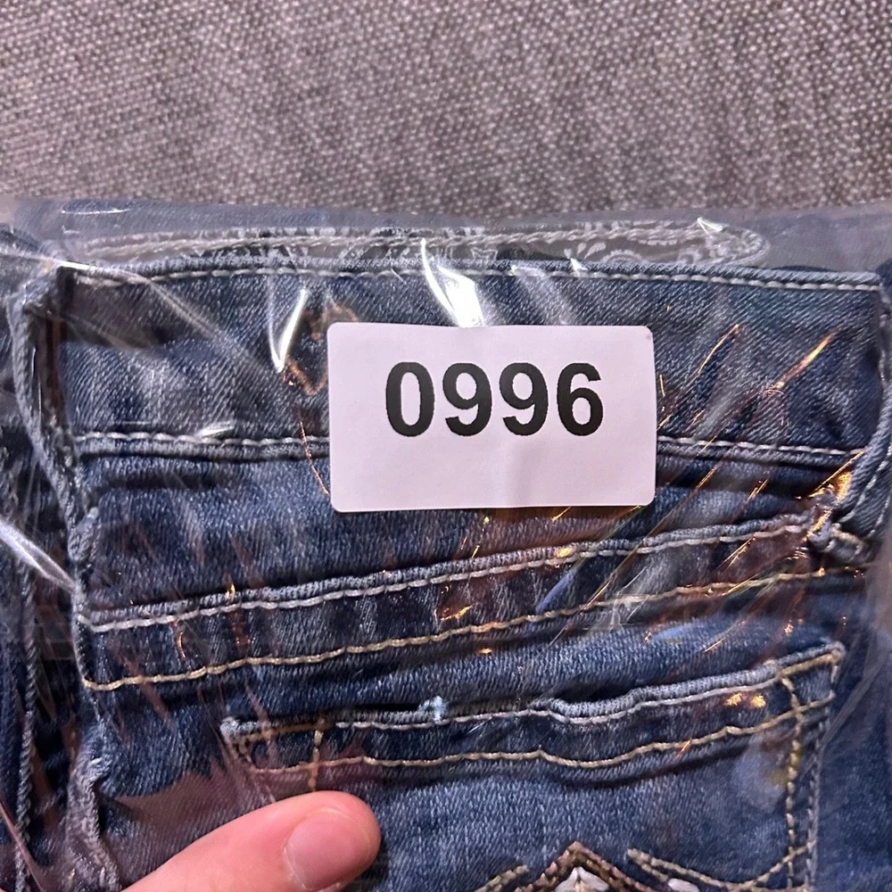 Ariat Real Denim Jeans Girls Size 10 Blue Bootcut Stretch Paisley Waistband